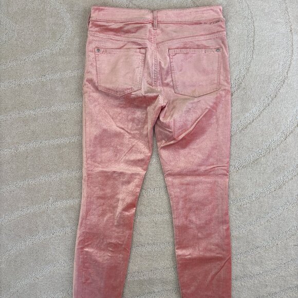 Anthropologie Pilcro and the Letterpress Pink Crushed Velvet High Rise Skinny - Picture 4 of 6